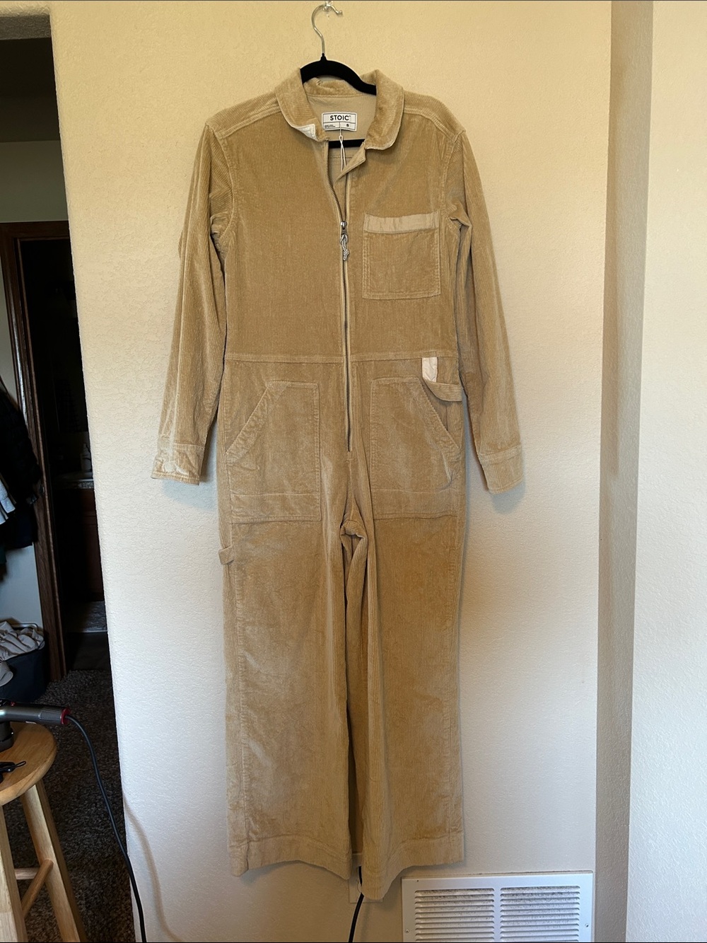 Stoic Wide Leg Corduroy Jumpsuit Coveralls Tan Beige Small - Picture 6 of 15